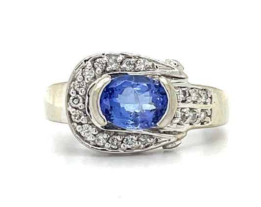 2ct Tanzanite 14KW Ring .26ct Diamonds 7 Size 4.55g