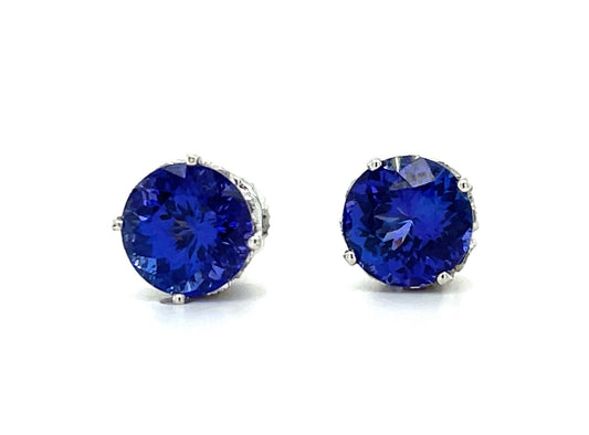 4.27ct Tanzanite .30ct Diamond 18KW Stud Earrings