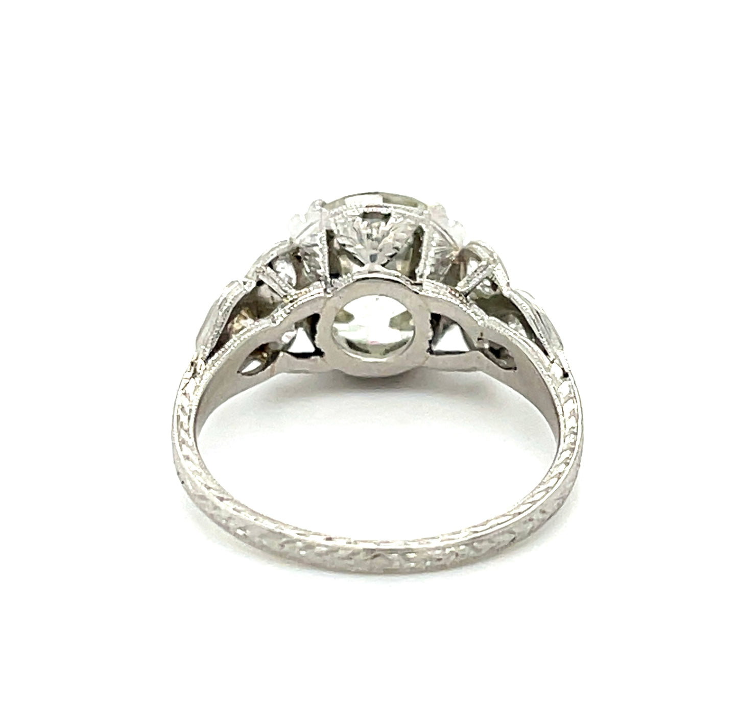 Art Deco 3.50ct Old European Cut Diamond Ring (Vintage Circa 1930s) Platinum .54ct Side Diamonds