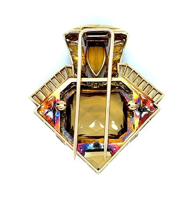 Victorian 45ct Citrine 14KY Brooch (antique 1880s) 15ct Side Citrine & Sea Pearl