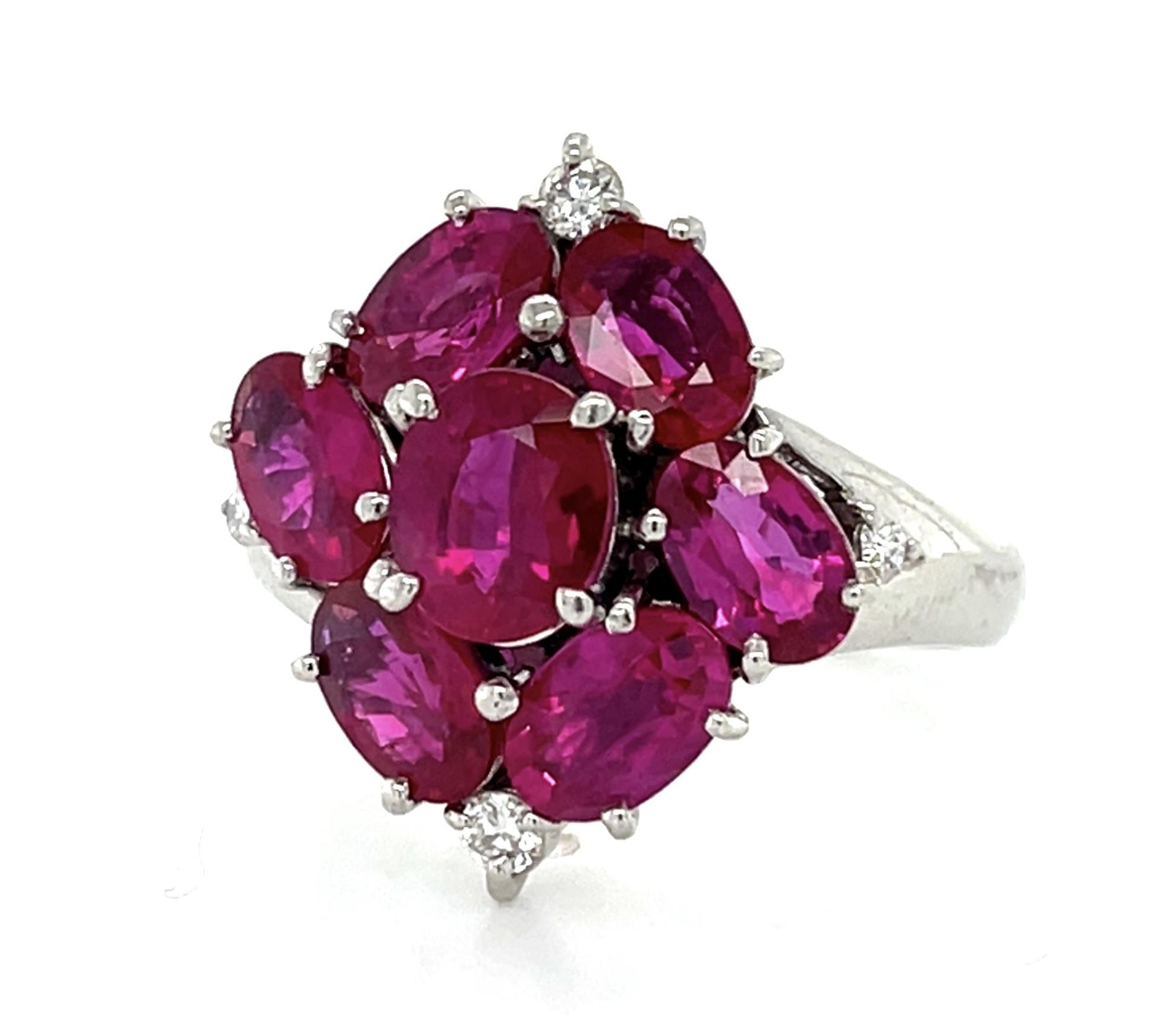 4.06ct Ruby .11ct Diamond Platinum Ring 7.57g 6 Size