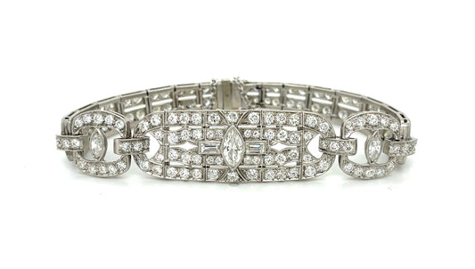 .90ct Marquise Diamonds (Three Stones) 8.50ct SD Platinum Art Deco Bracelet