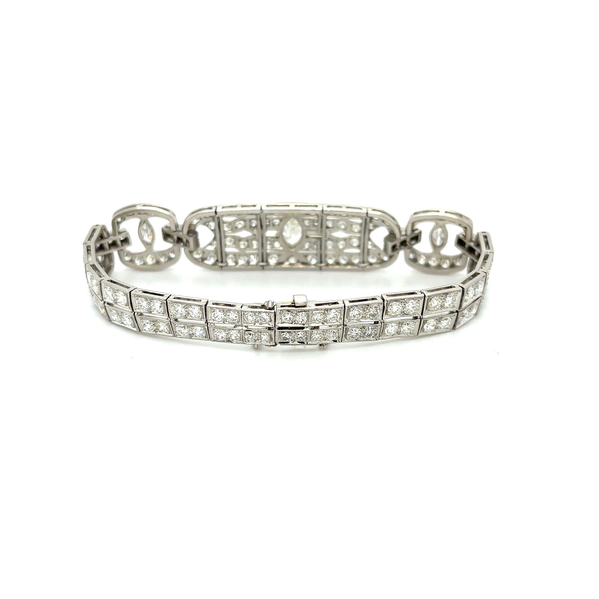 .90ct Marquise Diamonds (Three Stones) 8.50ct SD Platinum Art Deco Bracelet