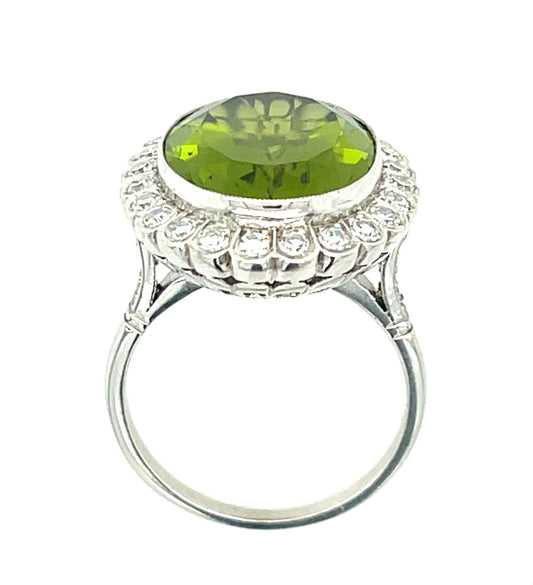 9.50ct Peridot .90ct Diamond Platinum Ring