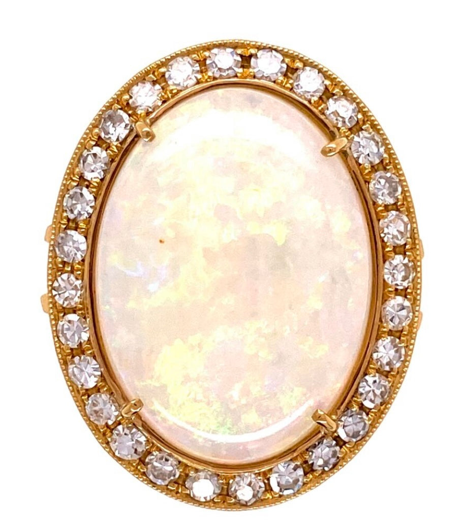 18KY Australian  Opal &  Diamond Ring 8.60ct(op) 0.71ct twt(dia)