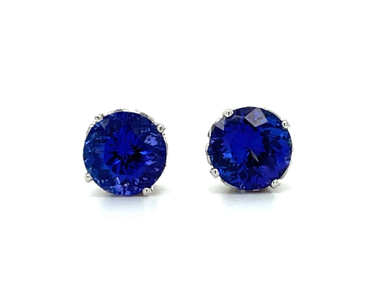 4.27ct Tanzanite .30ct Diamond 18KW Stud Earrings