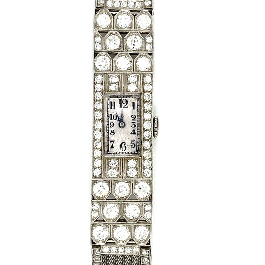 Art Deco 5.50ct Diamond Antique Platinum Watch (Circa 1920s)