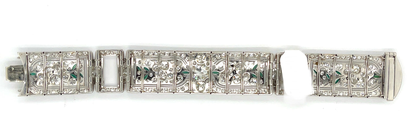 Art Deco 1.90ct J SI Center Diamond Bracelet Platinum (Vintage Circa 1930s) 17ct SD