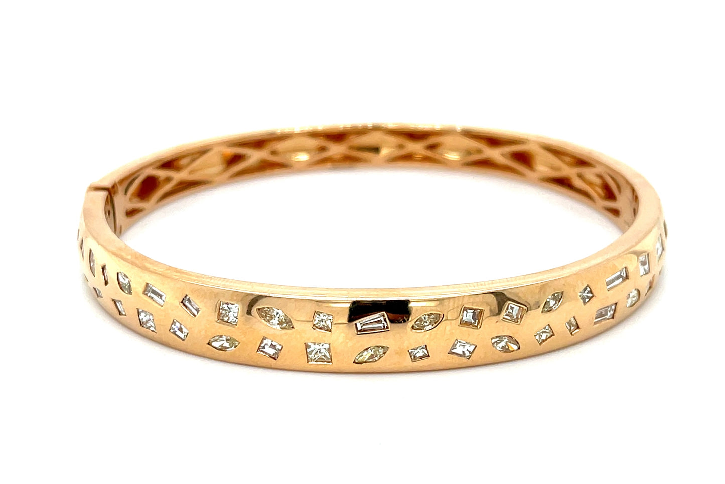 18K Rose Gold Diamond Bangle Bracelet 2.30ct Diamonds (40 stones)