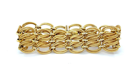 14KY Vintage Link Bracelet (c 1970s) 7.50" Length 15.20g 7/8" Width