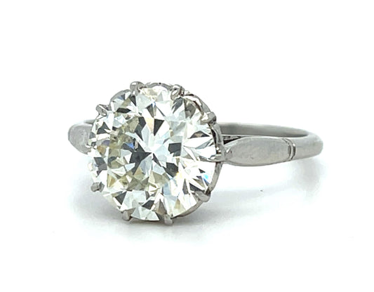 3.20ct Round Diamond Platinum Ring 4.78g 7.25 Size
