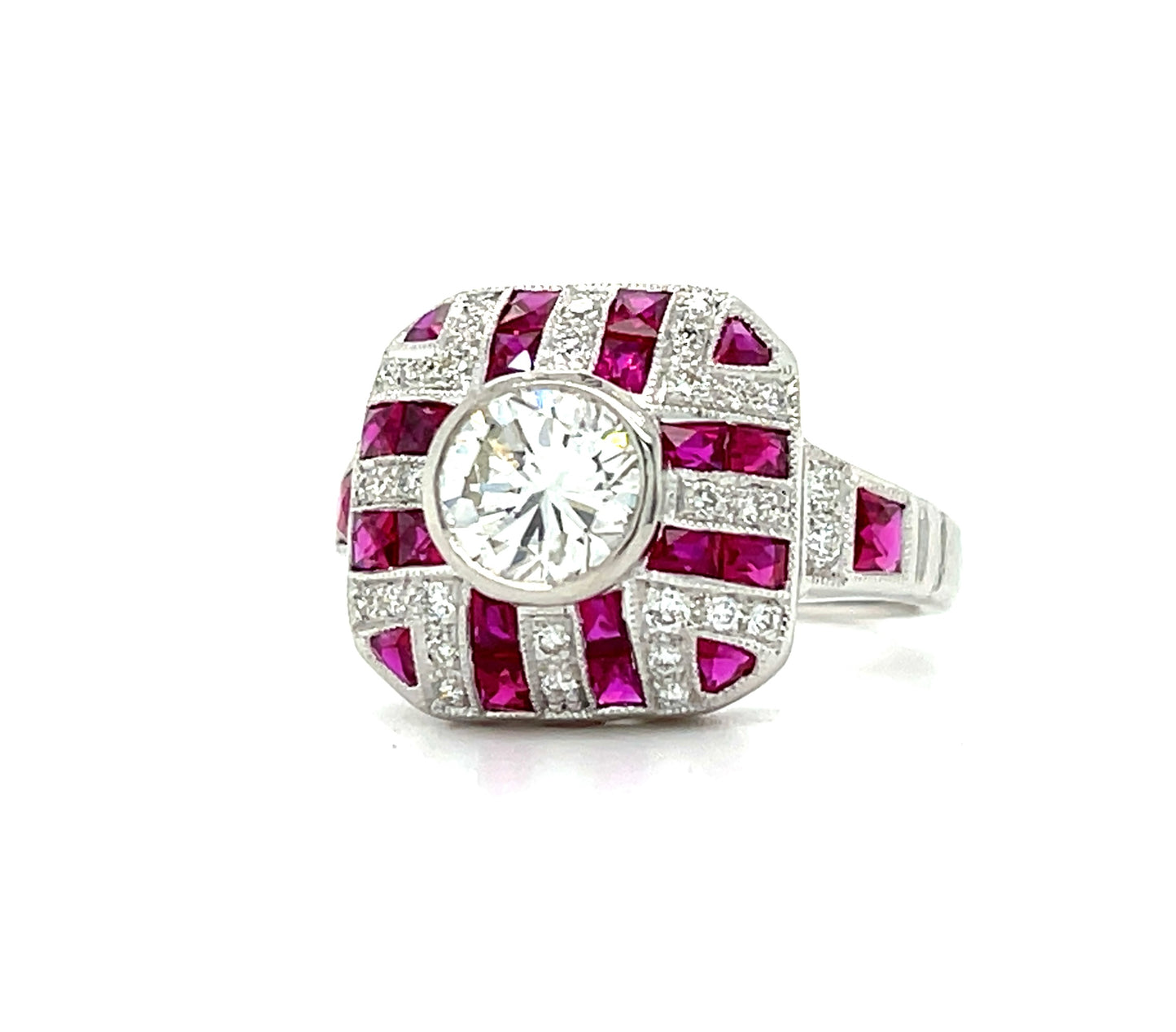 .94ct CD Platinum Ring 1.40ct Calibre Rubies .48ct SD