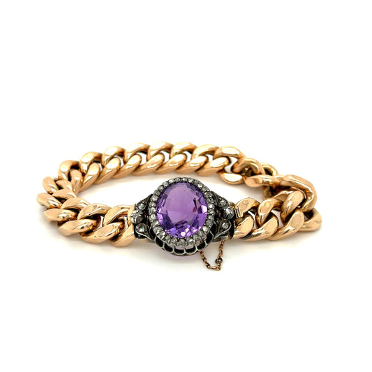 Amethyst 13ct and Diamond Victorian Bracelet