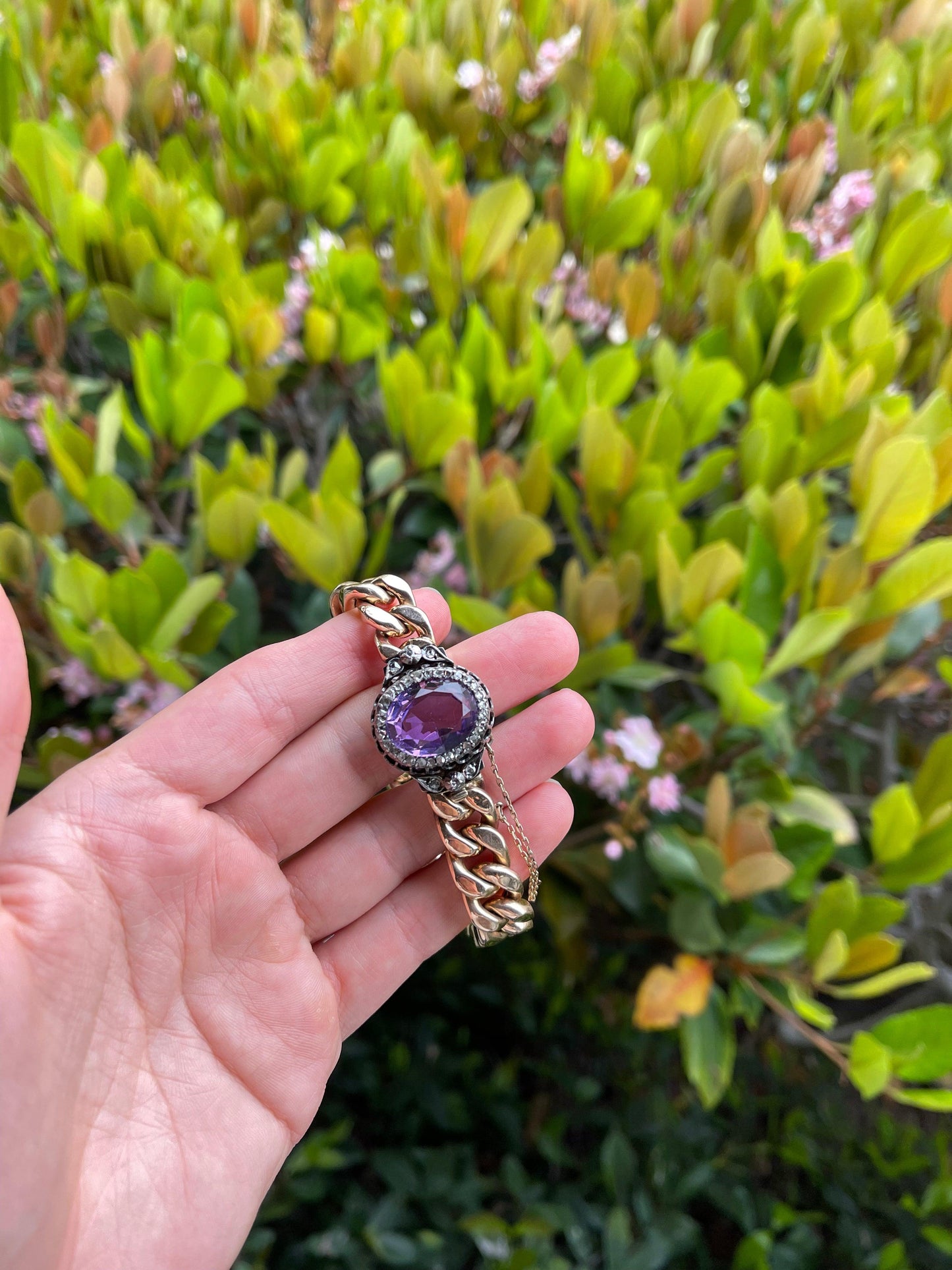 Amethyst 13ct and Diamond Victorian Bracelet