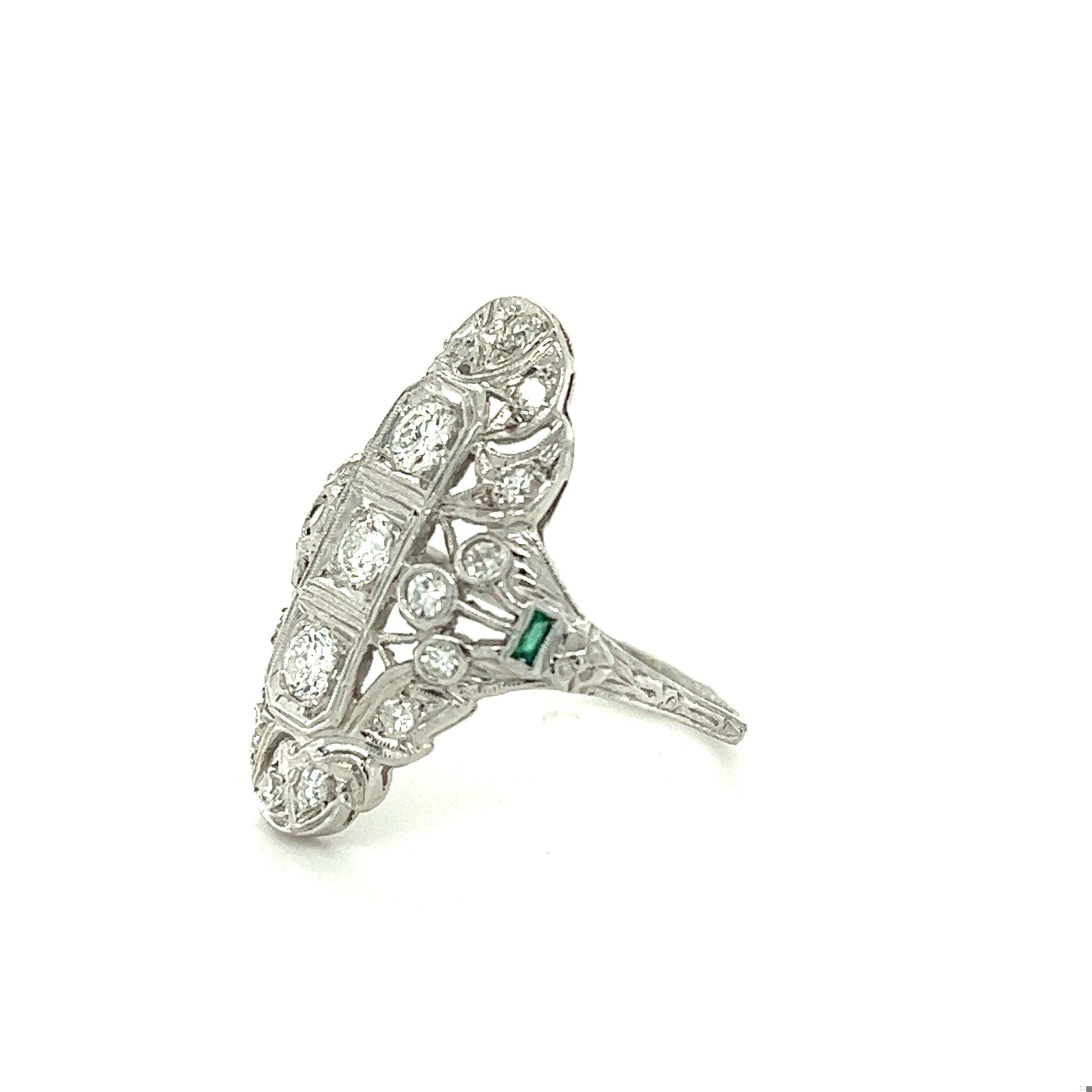 Art Deco 0.90ct Diamonds Platinum Antique Three Stone Ring (Circa 1920s)