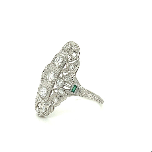 Art Deco 0.90ct Diamonds Platinum Antique Three Stone Ring (Circa 1920s)