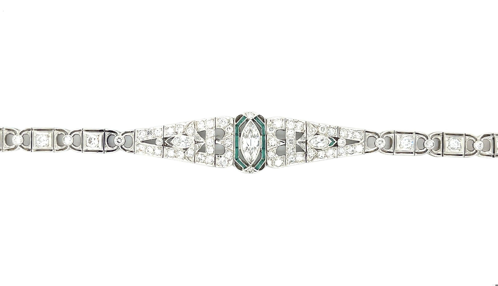 Art Deco 1.10ct Marquise Diamond 4.50ct Side Diamonds Platinum Antique Bracelet