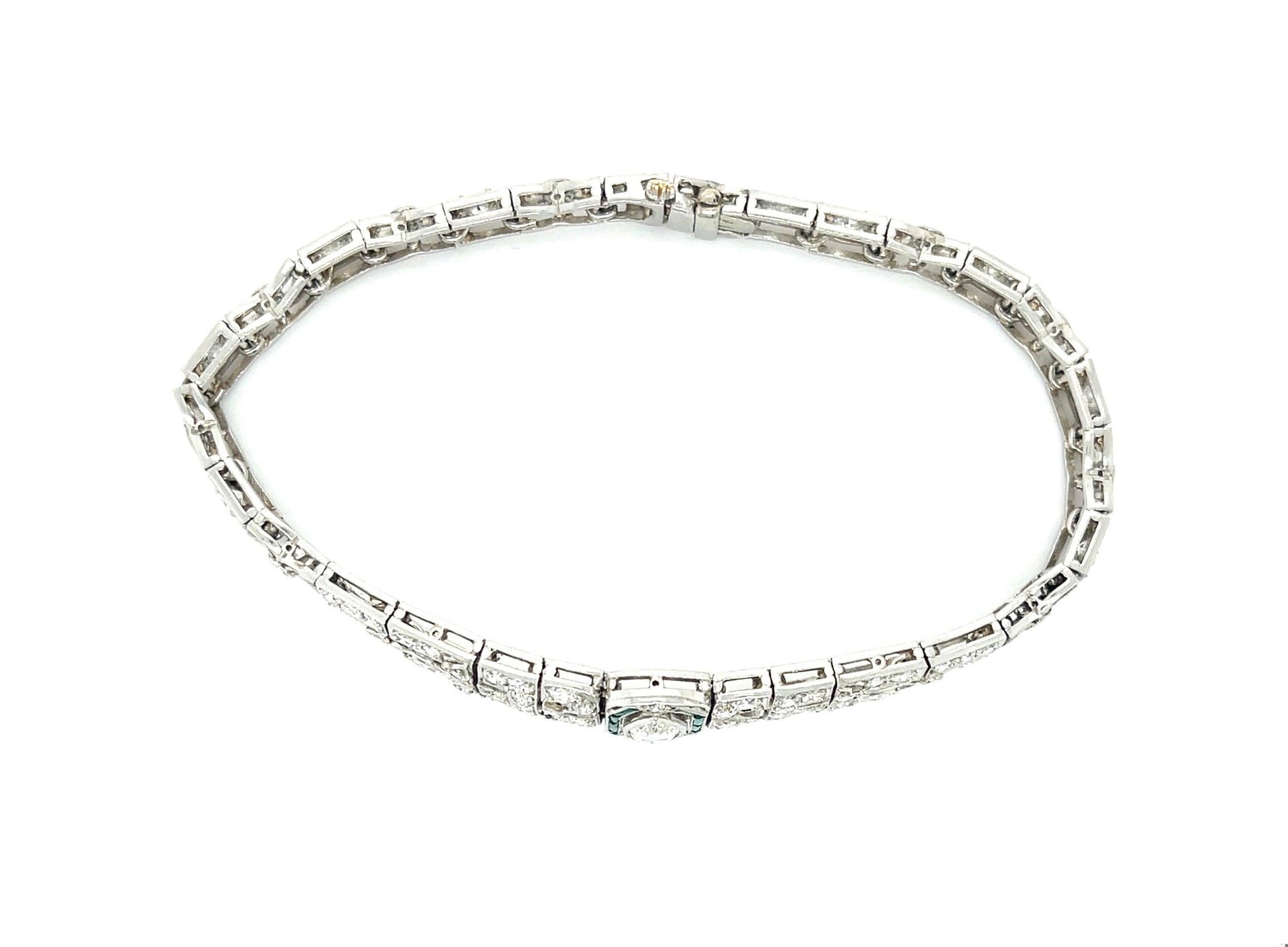 Art Deco 1.10ct Marquise Diamond 4.50ct Side Diamonds Platinum Antique Bracelet