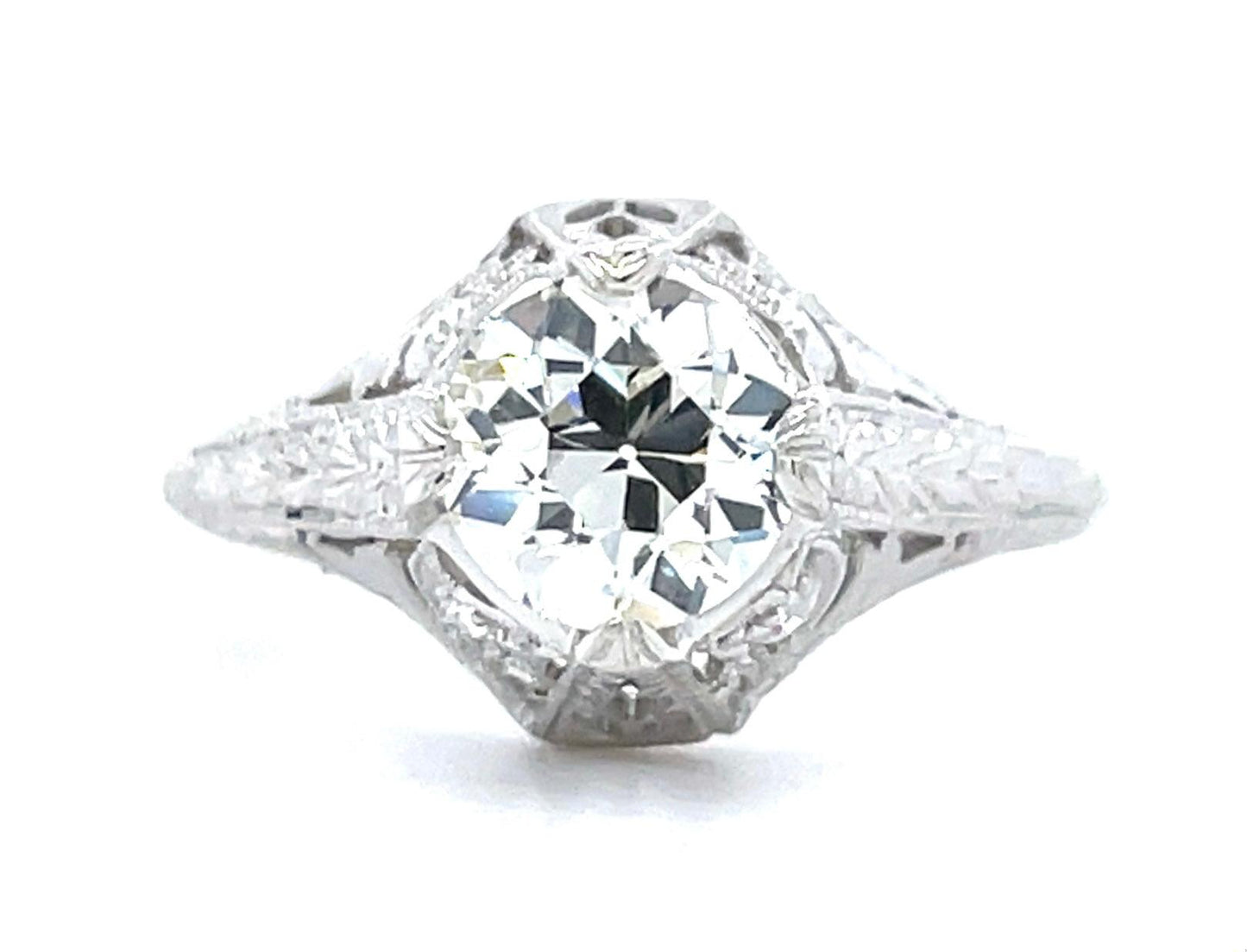 PT Art Deco (Circa 1920s) Antique Ring 1.31ct Old European Cut Diamond .08ct SD