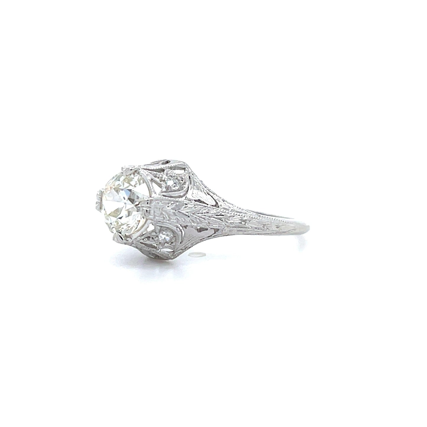 PT Art Deco (Circa 1920s) Antique Ring 1.31ct Old European Cut Diamond .08ct SD