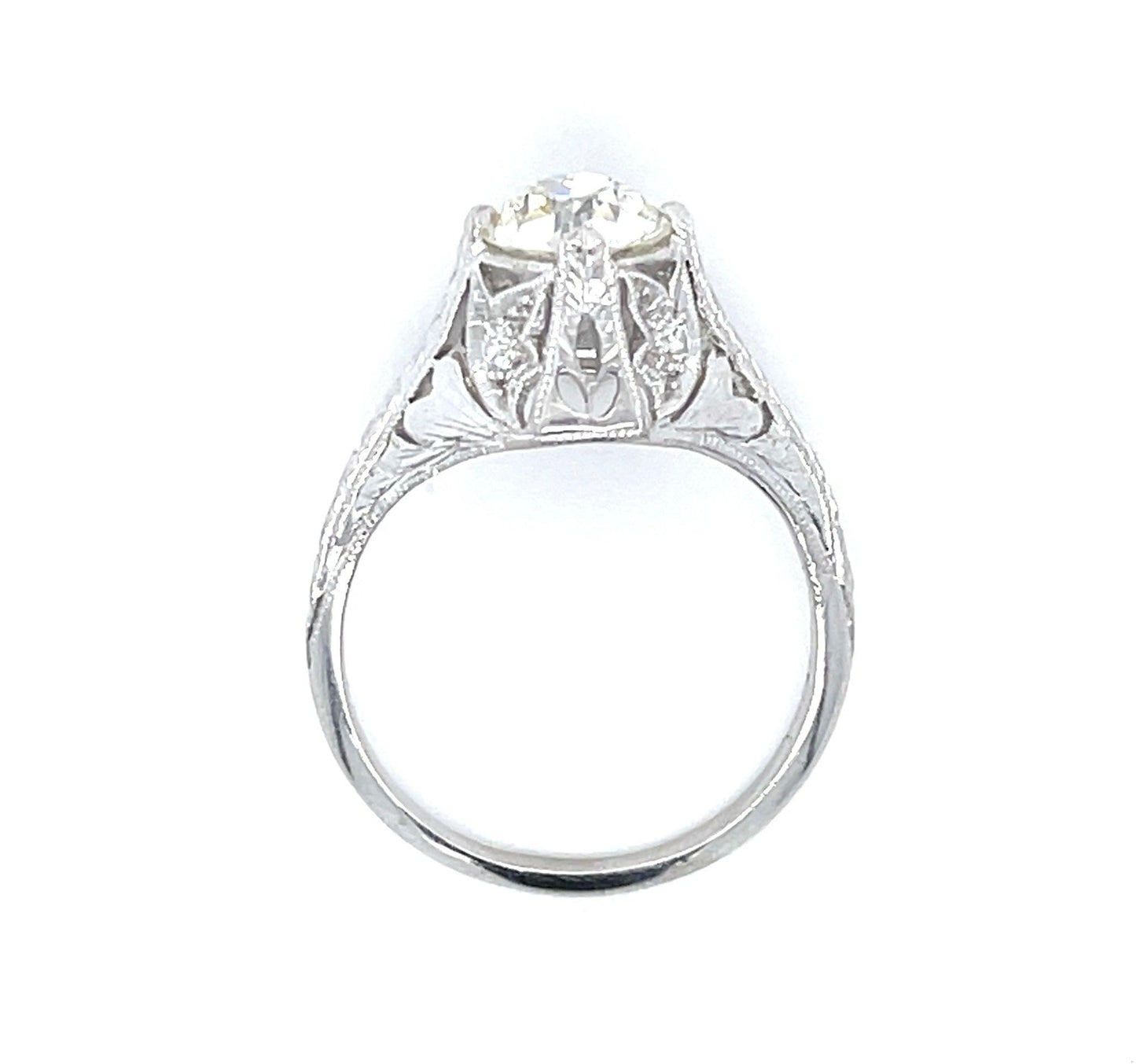 PT Art Deco (Circa 1920s) Antique Ring 1.31ct Old European Cut Diamond .08ct SD