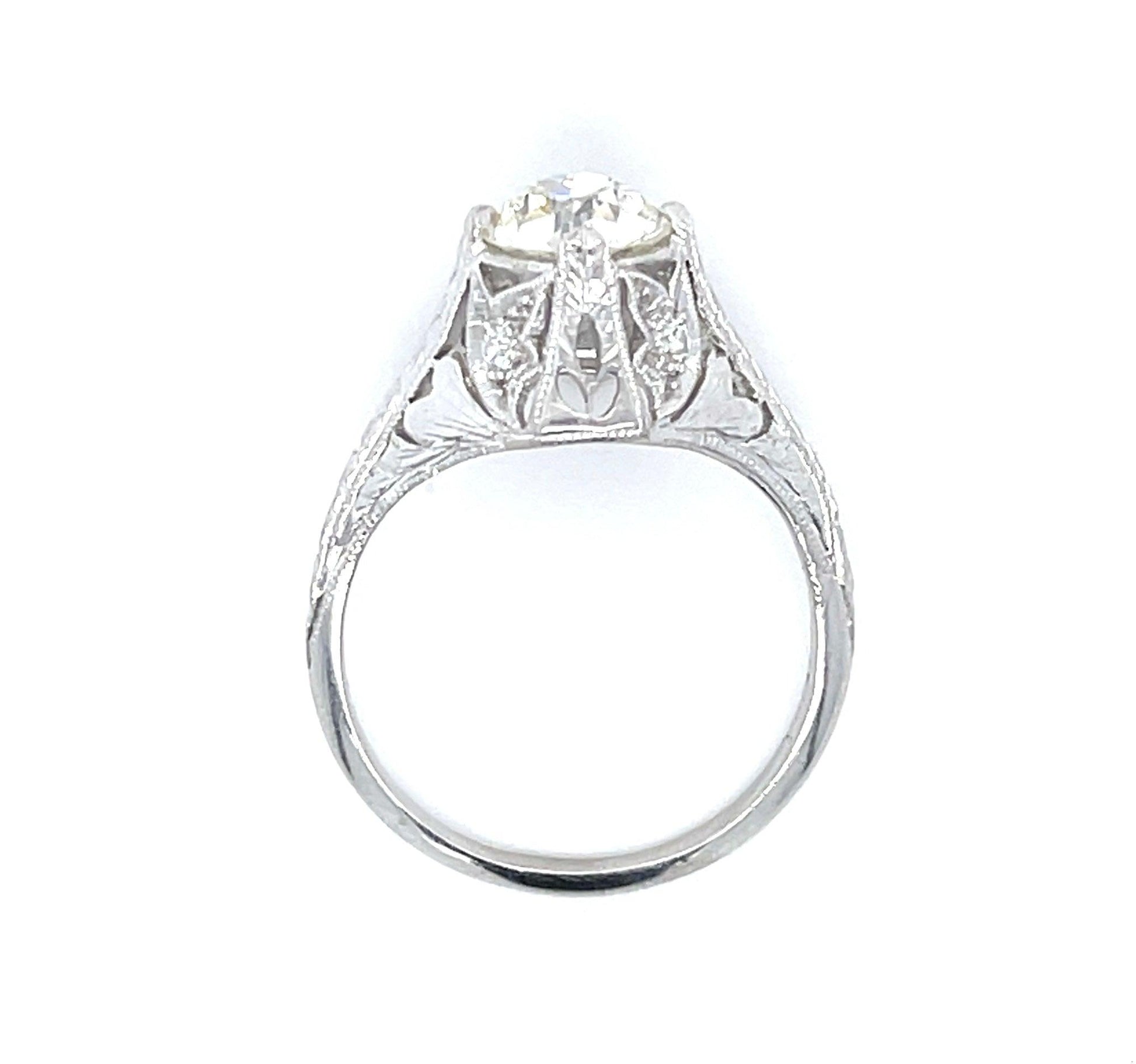 PT Art Deco (Circa 1920s) Antique Ring 1.31ct Old European Cut Diamond .08ct SD