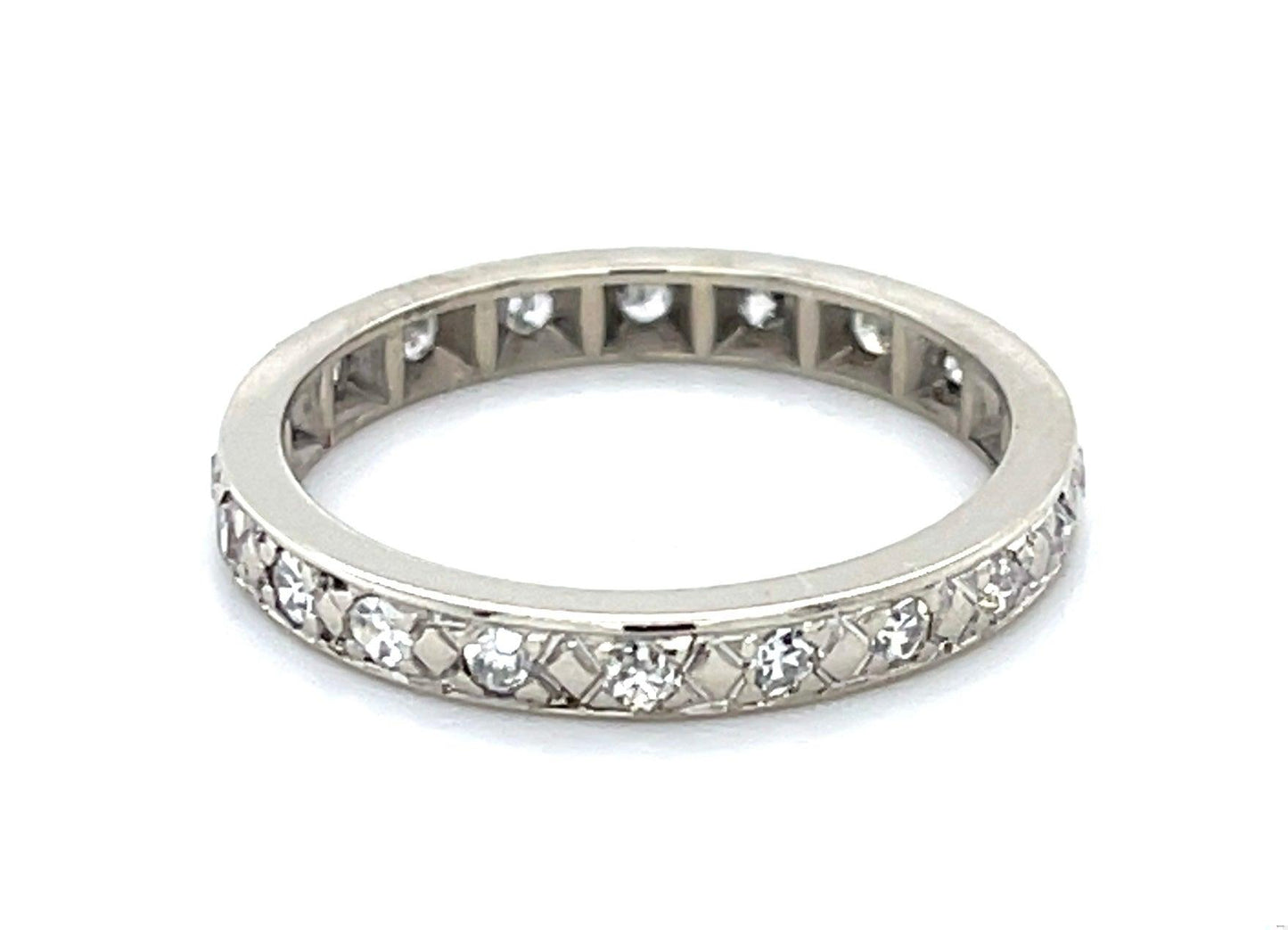Art Deco 14KW Band Ring (Circa 1930s) Single-cut Diamond .60ct