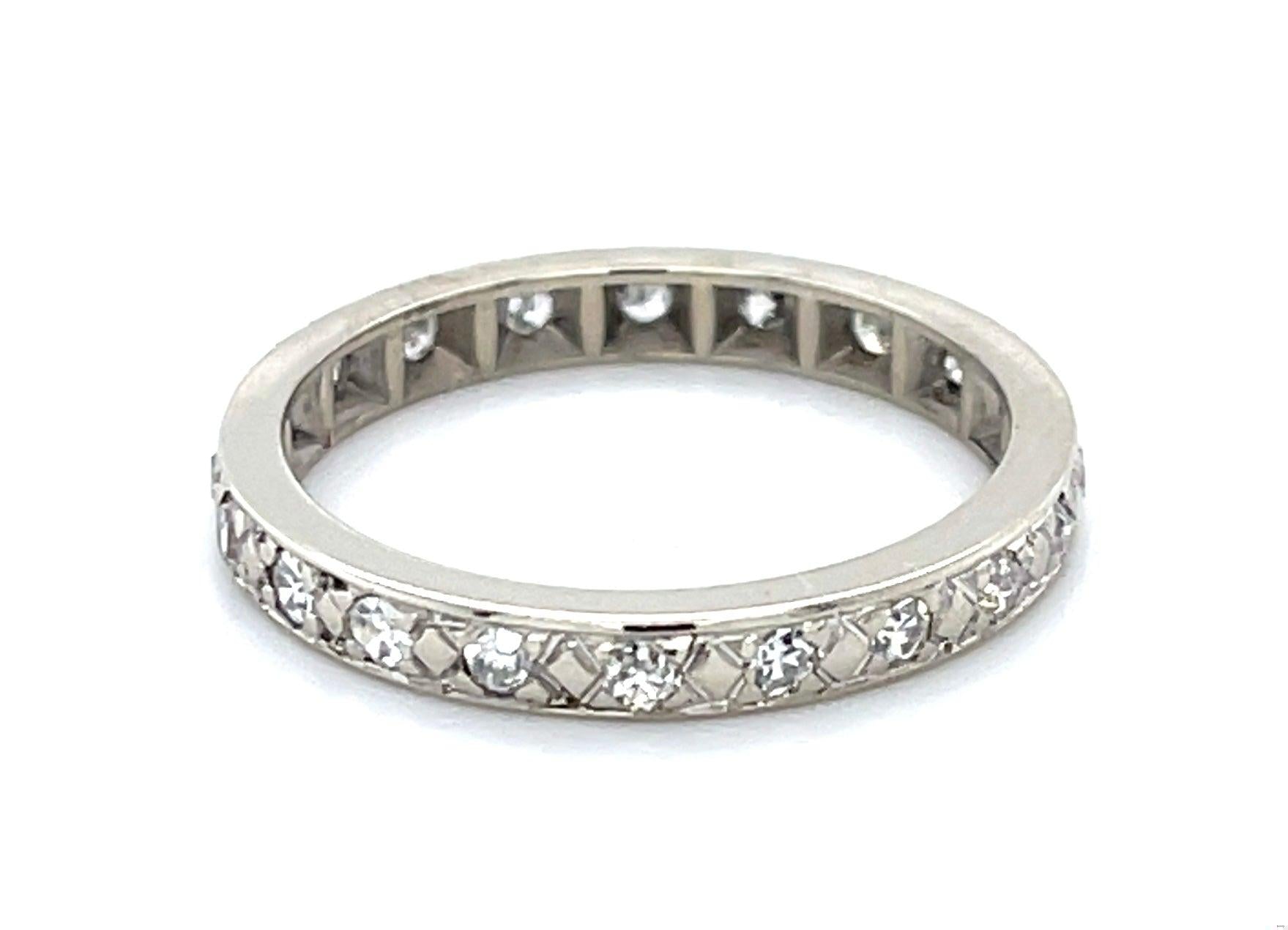 Art Deco 14KW Band Ring (Circa 1930s) Single-cut Diamond .60ct