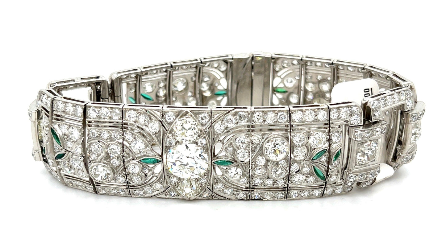 Art Deco 2ct J SI Center Old European Diamond (No Cert) Bracelet PT 17ct SD