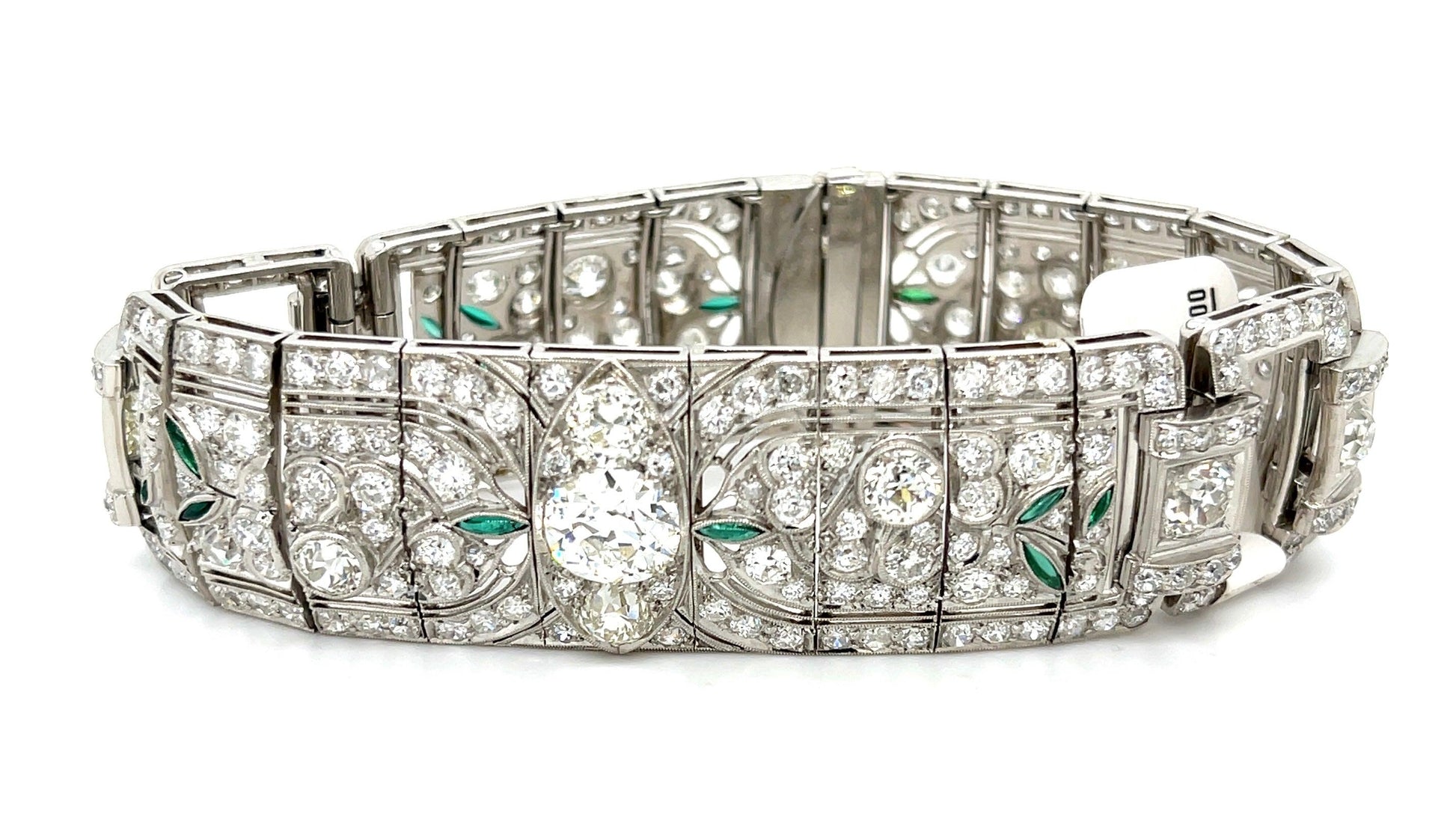 Art Deco 2ct J SI Center Old European Diamond (No Cert) Bracelet PT 17ct SD