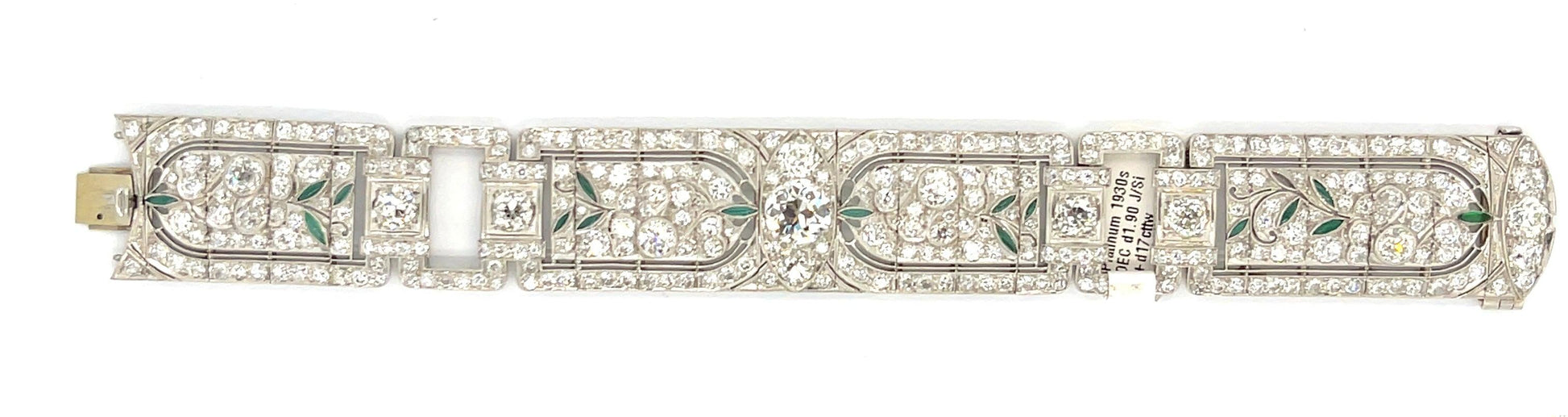 Art Deco 2ct J SI Center Old European Diamond (No Cert) Bracelet PT 17ct SD