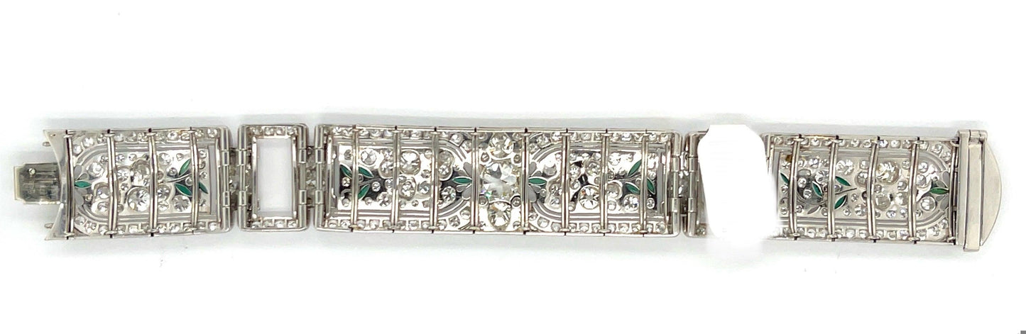 Art Deco 2ct J SI Center Old European Diamond (No Cert) Bracelet PT 17ct SD