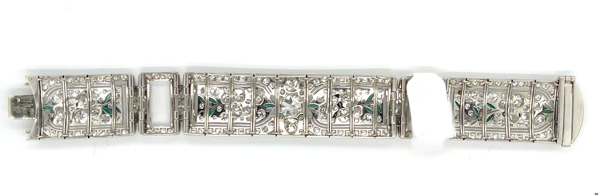 Art Deco 2ct J SI Center Old European Diamond (No Cert) Bracelet PT 17ct SD