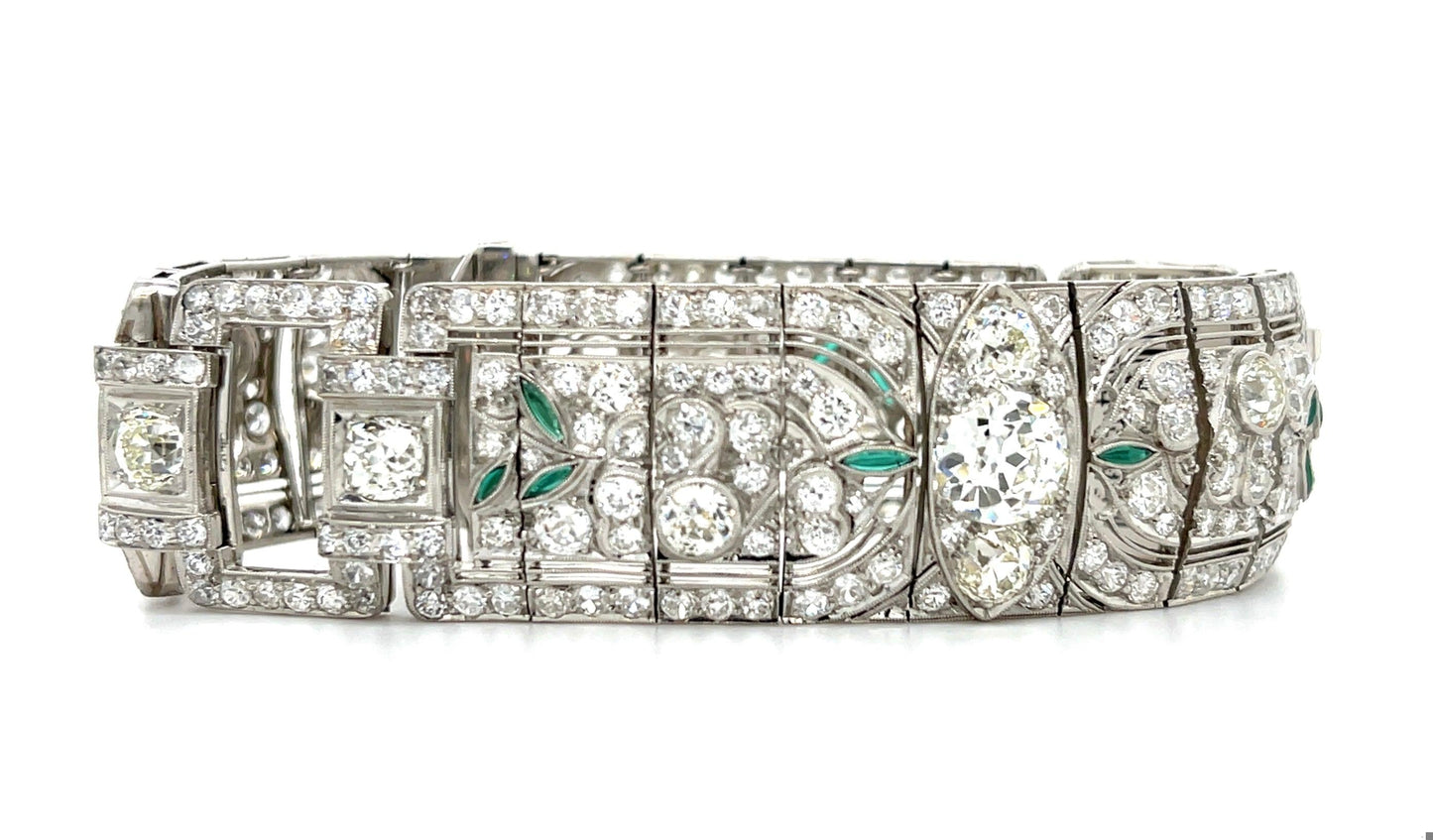 Art Deco 2ct J SI Center Old European Diamond (No Cert) Bracelet PT 17ct SD