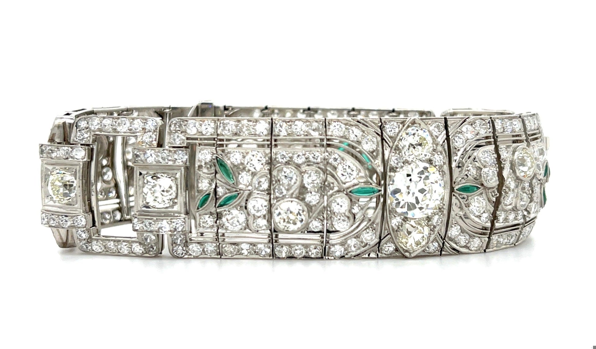 Art Deco 2ct J SI Center Old European Diamond (No Cert) Bracelet PT 17ct SD