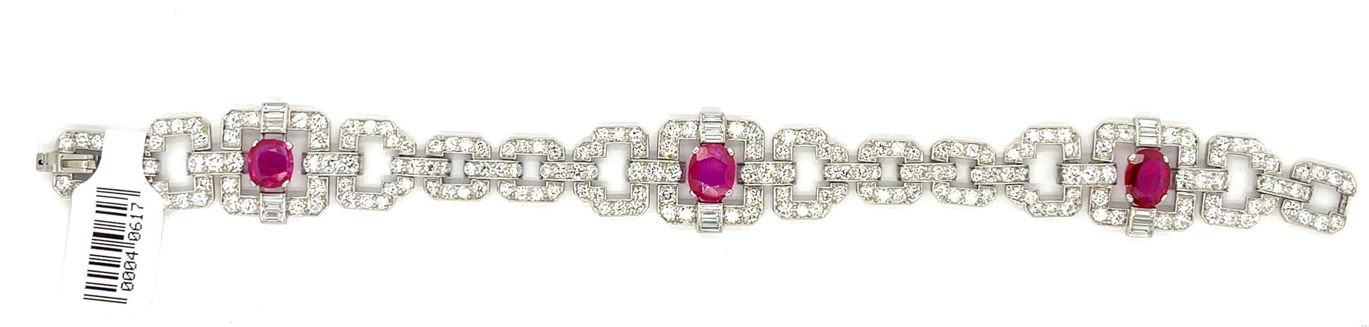 Art Deco 4.51ct GIA No Heat Burma Rubies 8.50ct Diamond Bracelet