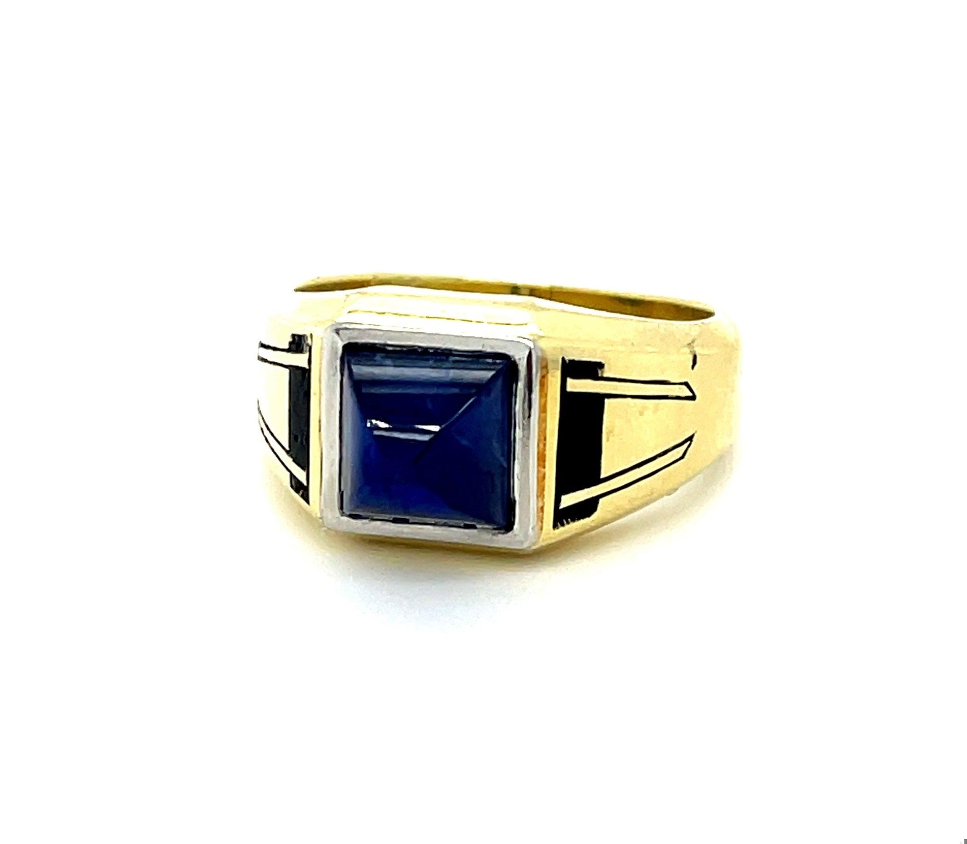 Art Deco 5ct Sapphire Platinum+15KY Gold Ring (Circa 1920s)