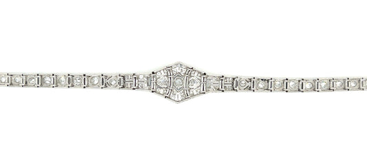 Art Deco (Circa 1930s) 4.75ct European Cut Diamonds Platinum Vintage Bracelet