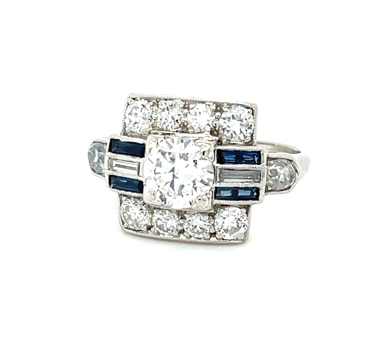 Art Deco (1930s) .84ct Old European Diamond PT Vintage Ring .40ct SD 1.15 SD