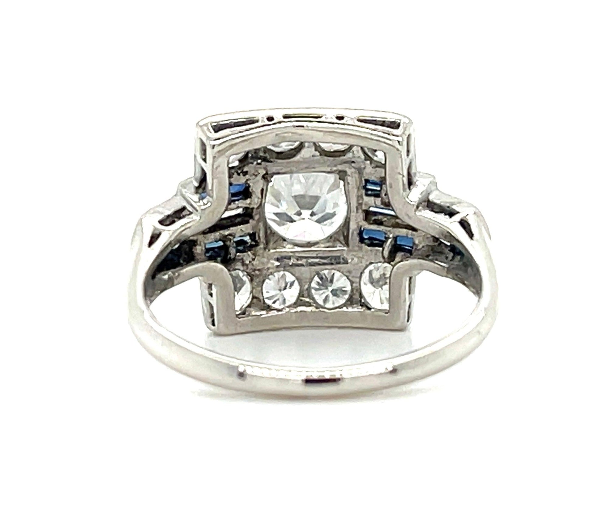 Art Deco (1930s) .84ct Old European Diamond PT Vintage Ring .40ct SD 1.15 SD