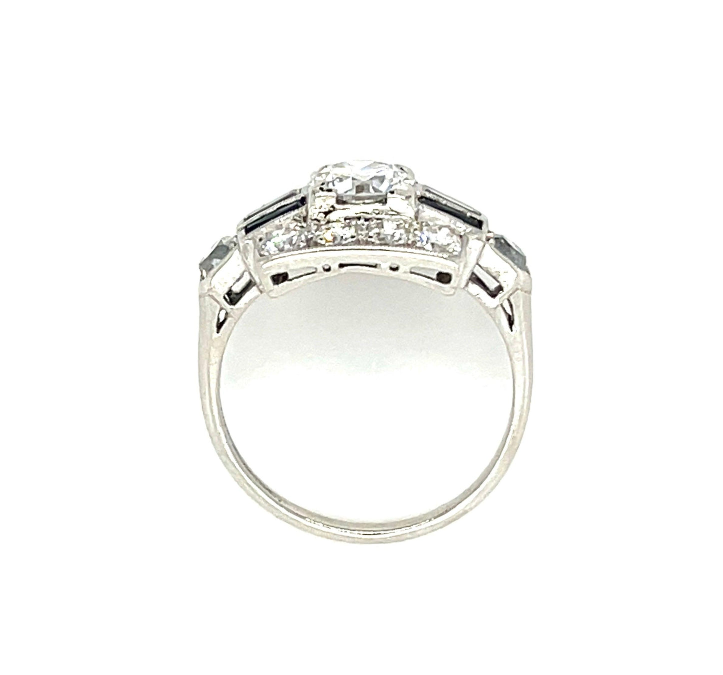 Art Deco (1930s) .84ct Old European Diamond PT Vintage Ring .40ct SD 1.15 SD
