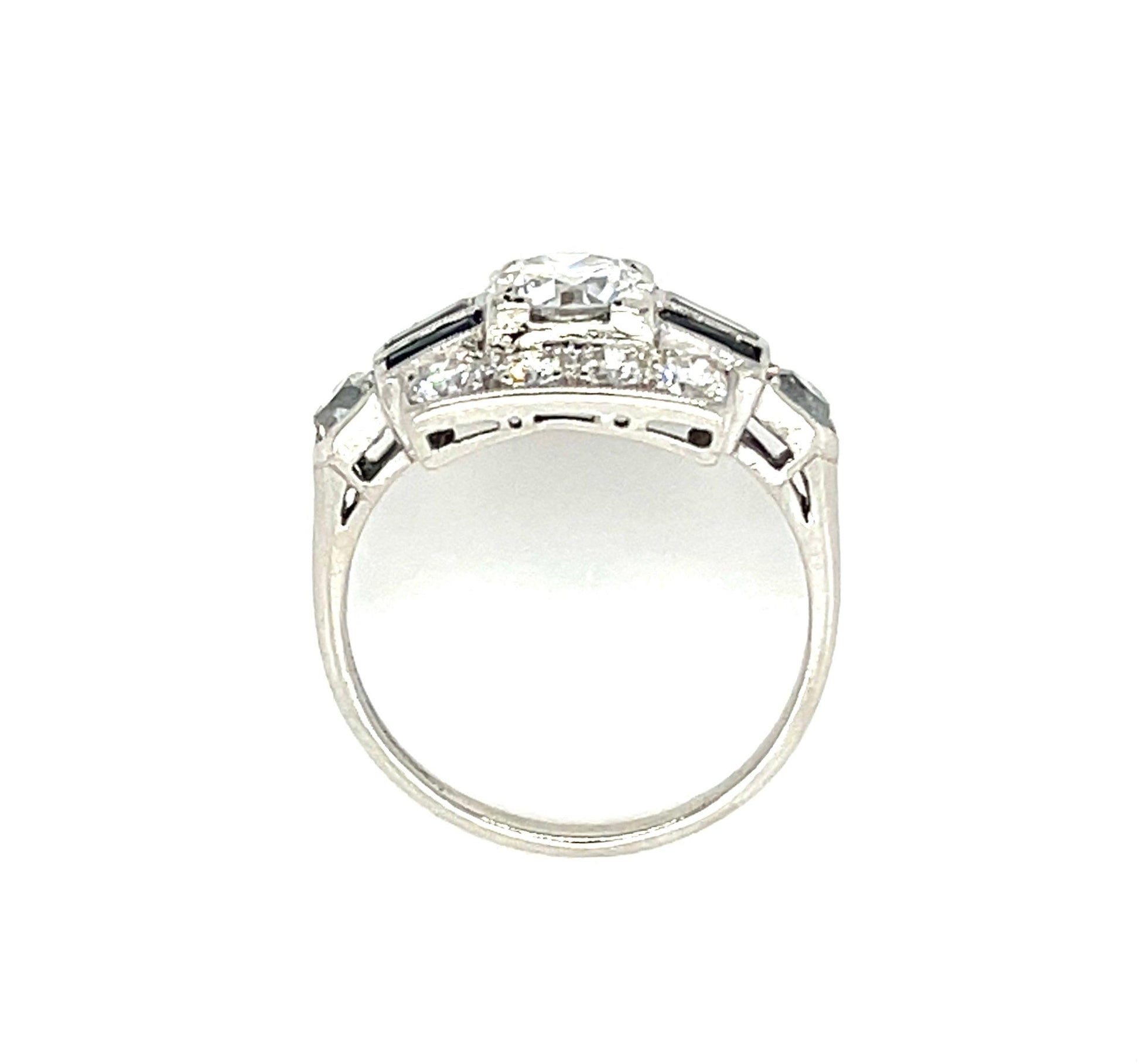 Art Deco (1930s) .84ct Old European Diamond PT Vintage Ring .40ct SD 1.15 SD