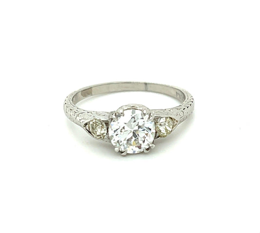 Art Deco (Circa 1930s) .99ct GIA G VS1 Old European Dia .10ct SD Platinum Ring