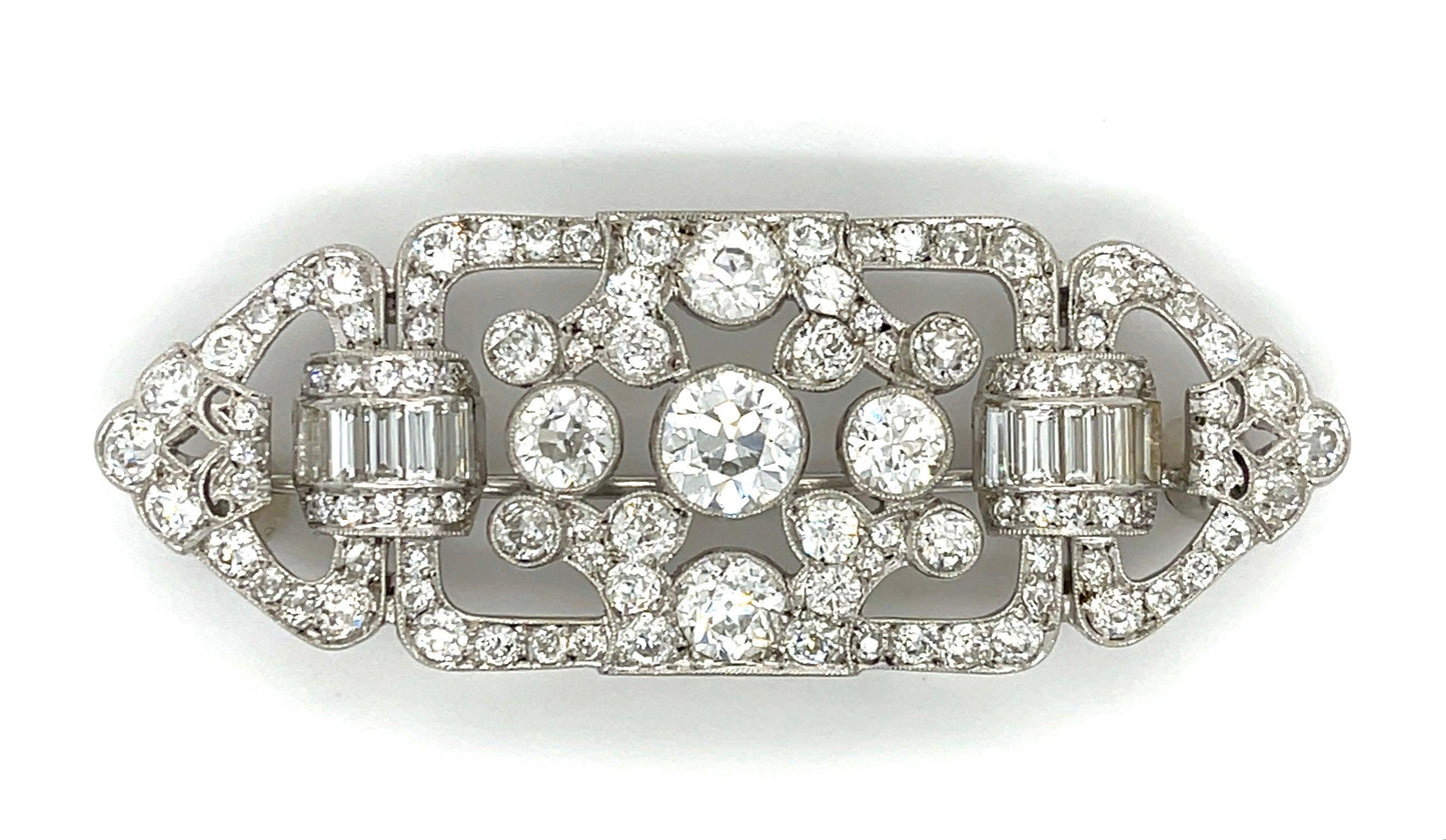 Art Deco Antique Brooch (1920s)  1.20ct Four Center Euro Dia 1.90ct SD 6ct 116
