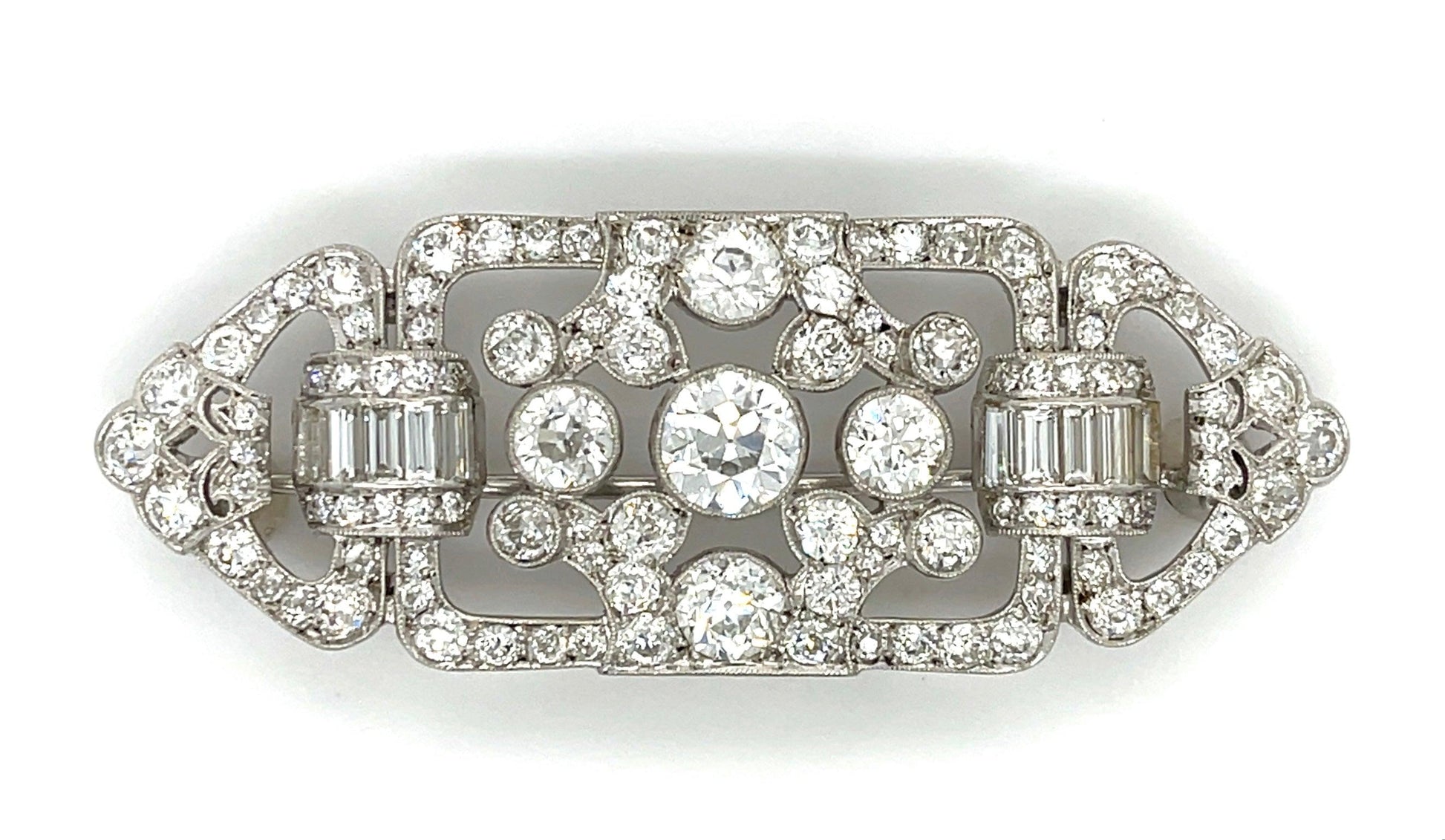 Art Deco Antique Brooch (1920s)  1.20ct Four Center Euro Dia 1.90ct SD 6ct 116