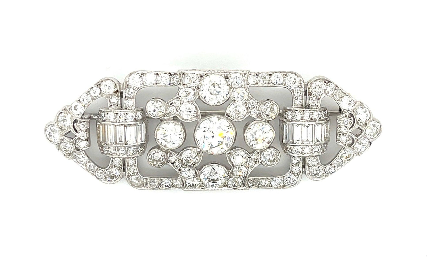 Art Deco Antique Brooch (1920s)  1.20ct Four Center Euro Dia 1.90ct SD 6ct 116