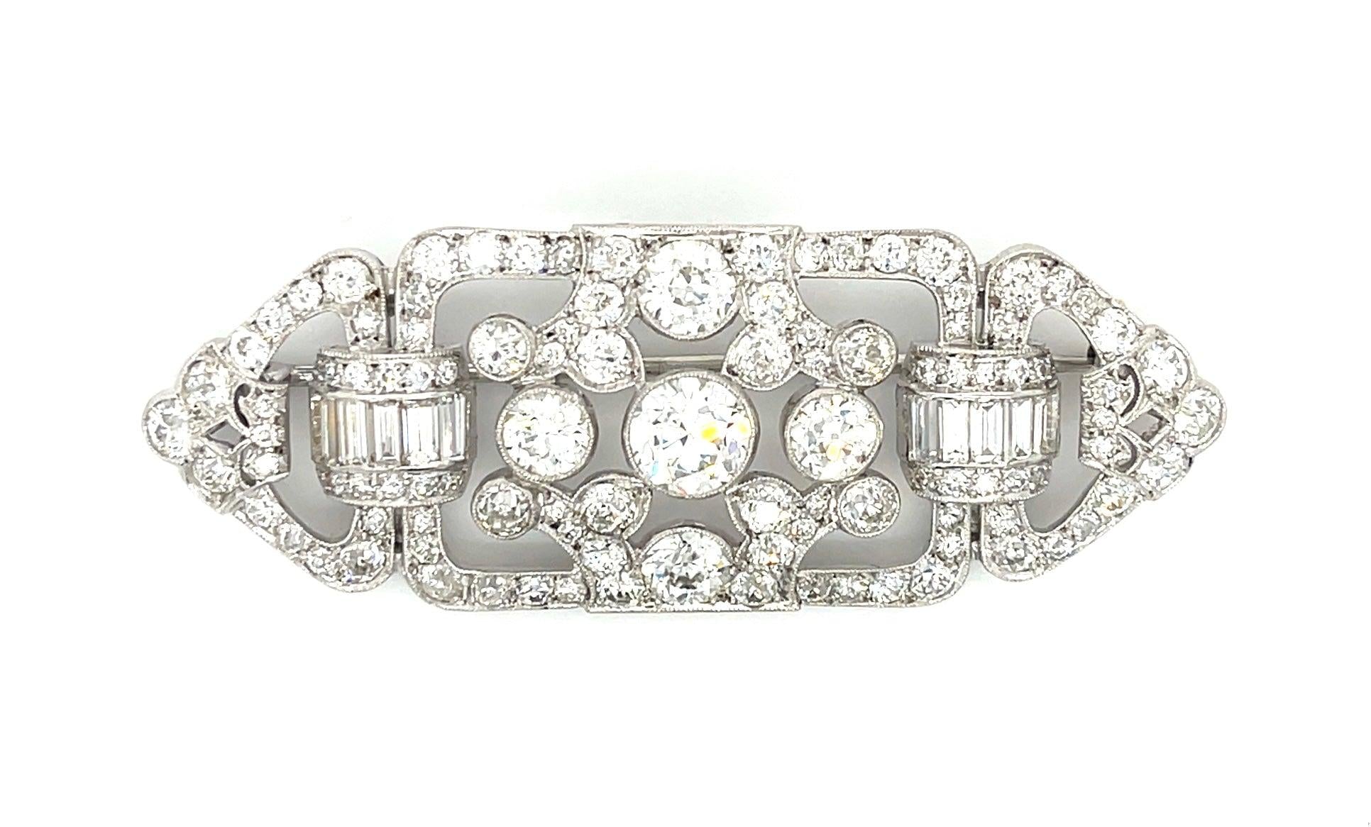 Art Deco Antique Brooch (1920s)  1.20ct Four Center Euro Dia 1.90ct SD 6ct 116