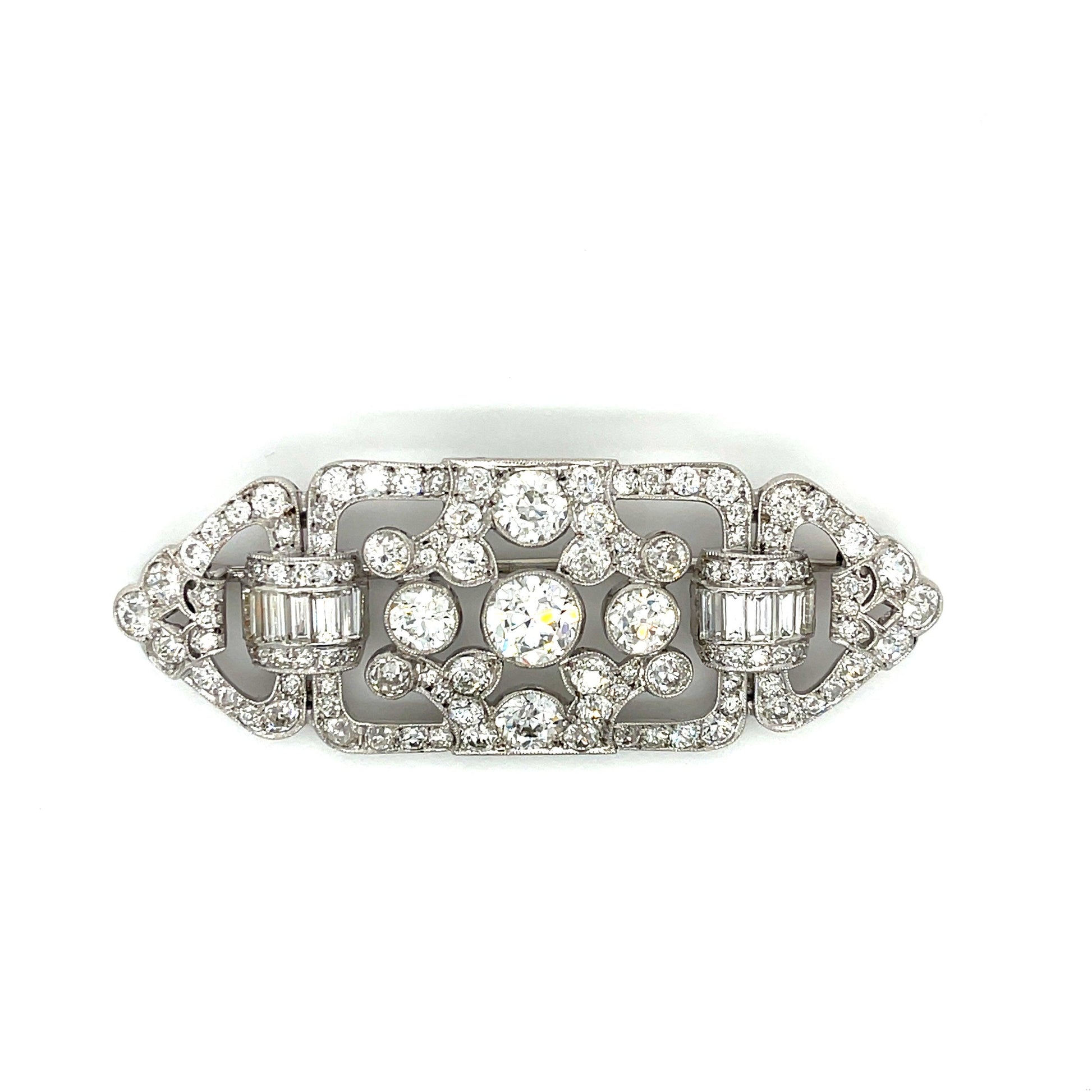 Art Deco Antique Brooch (1920s)  1.20ct Four Center Euro Dia 1.90ct SD 6ct 116