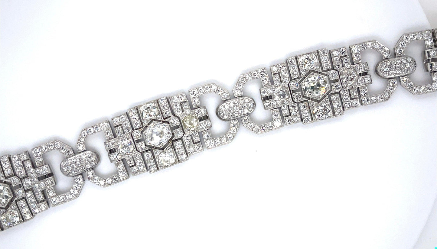 Art Deco Bracelet (1930s) PT 3.50ct (4 Center Old European Cut Diamonds) 14ct SD