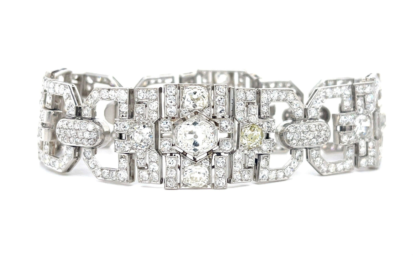 Art Deco Bracelet (1930s) PT 3.50ct (4 Center Old European Cut Diamonds) 14ct SD